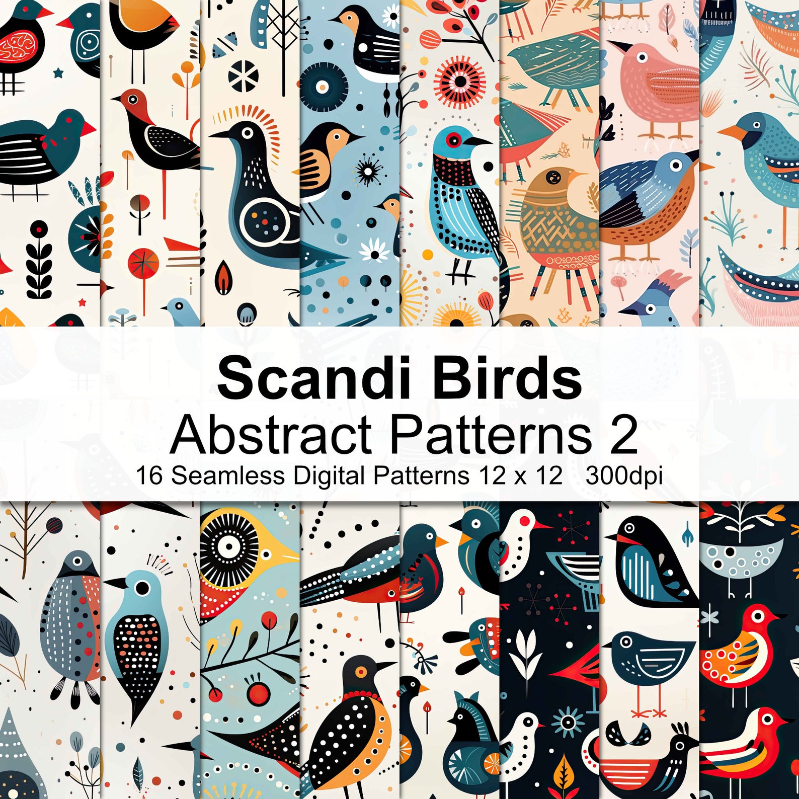 Scandi Pattern Collection Scandi Bird Abstract Patterns Digital Paper 2 - Etsy