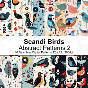 Scandi Bird Abstract Patterns Carta digitale 2