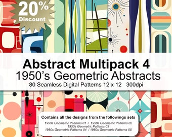 Abstract Multipack 4 - 1950's Geometric Abstract Patterns Digital Paper