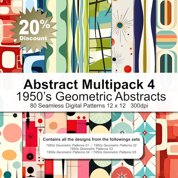 Abstract Multipack 4 - 1950's Geometric Abstract Patterns Digital Paper