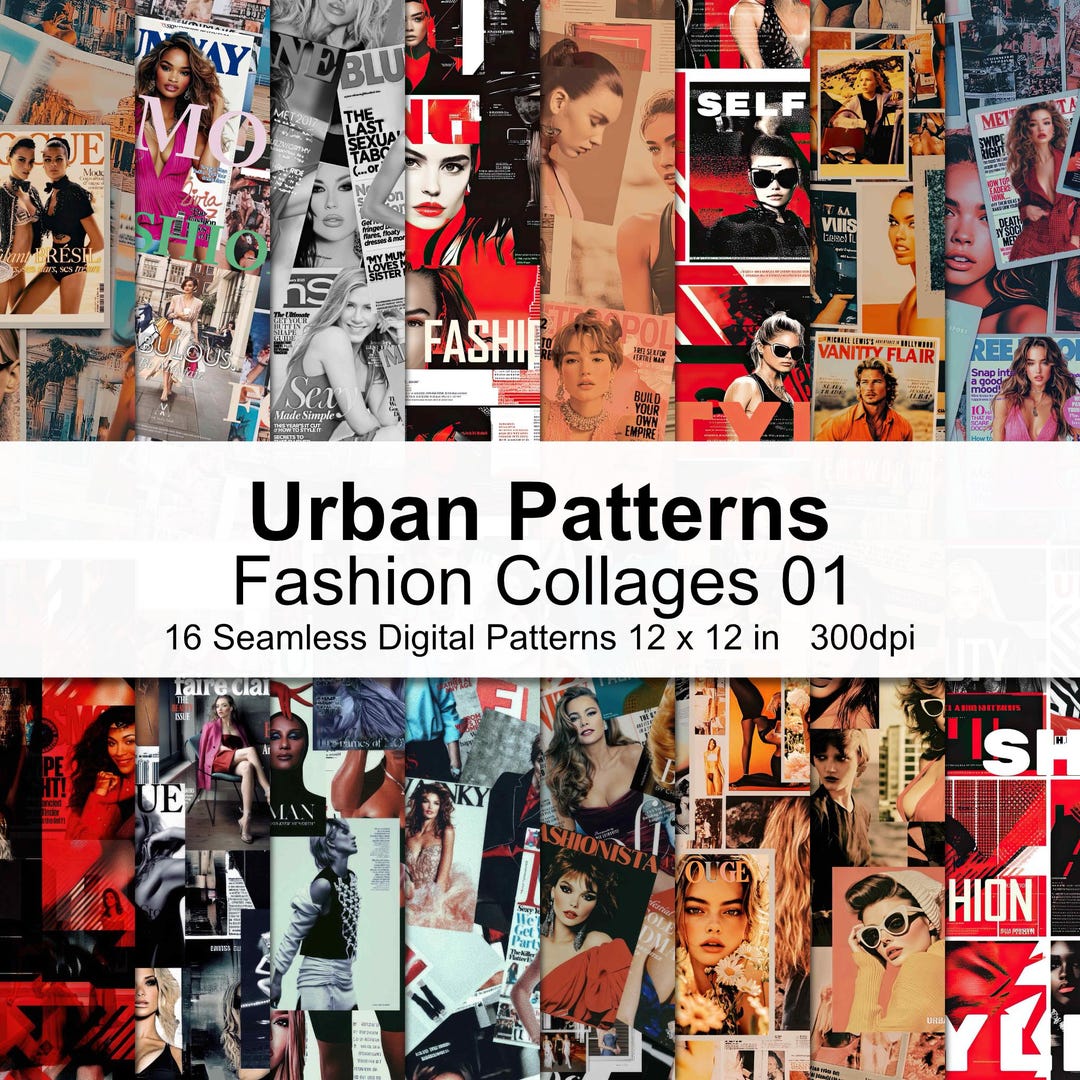 Fashion Collage Patterns Digital Paper 1 - Etsy