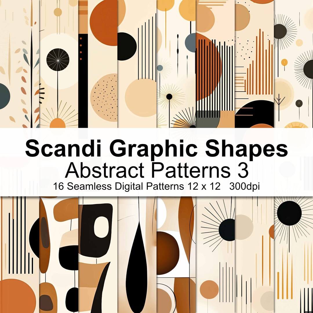 Scandi Pattern Collection Scandi Abstract Shape Patterns Digital Paper 3 - Etsy