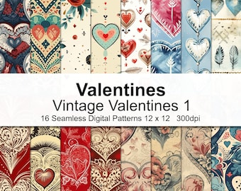Vintage Valentines Style Muster Digitales Papier 1