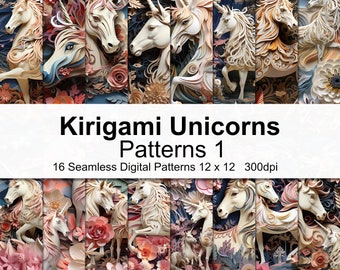 Kirigami Einhorn Muster Digitales Papier 1