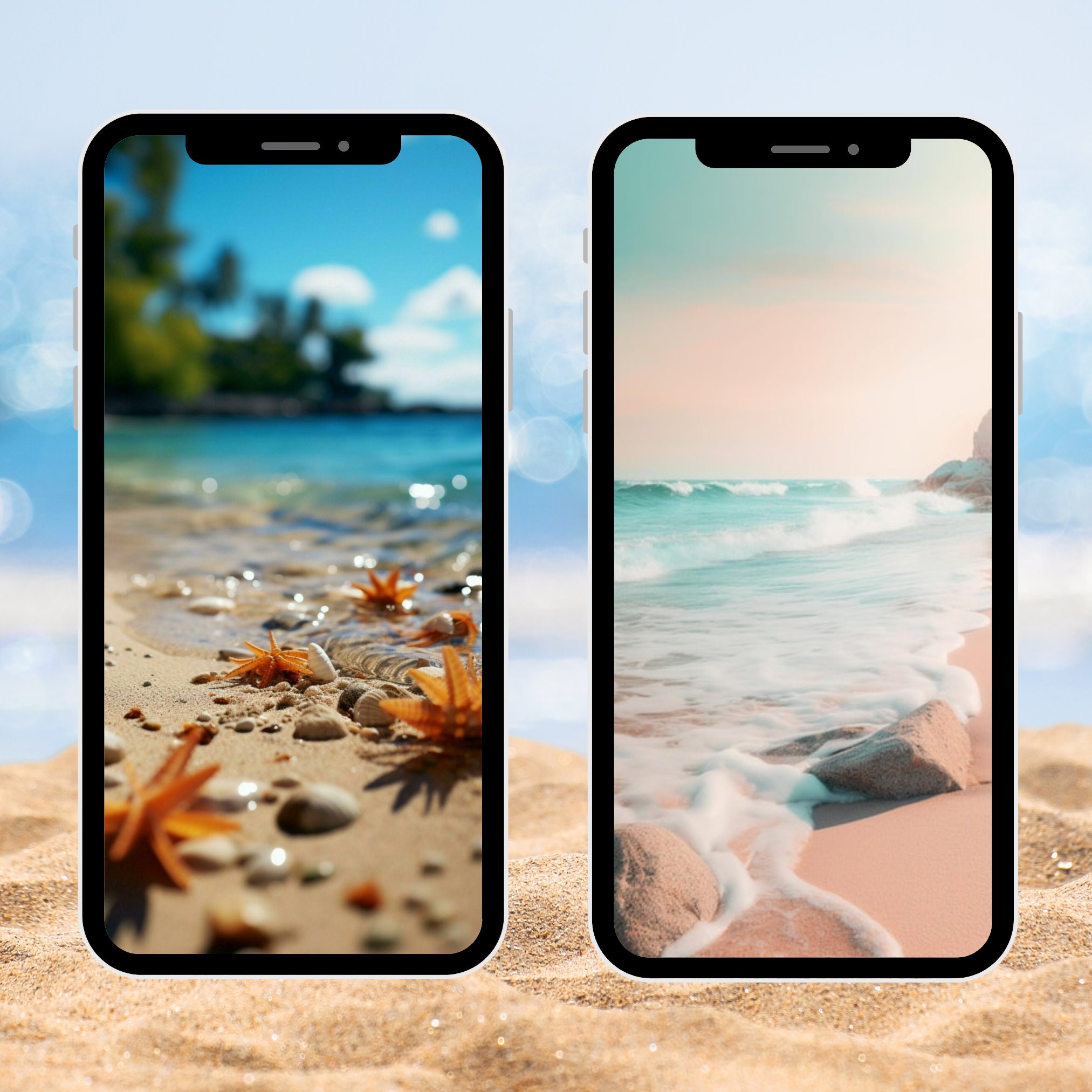 Beach Themed Wallpaper Pack | Instant Digital Download | 10 iPhone ...