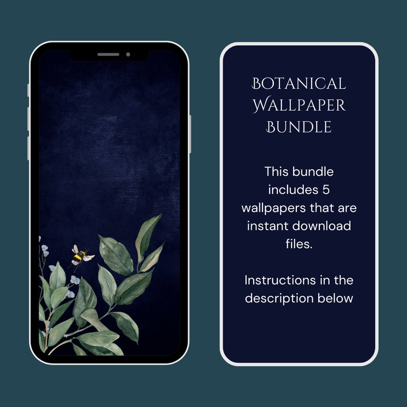 5 Botanical Wallpapers | Instant Download | Wallpaper Bundle | iPhone