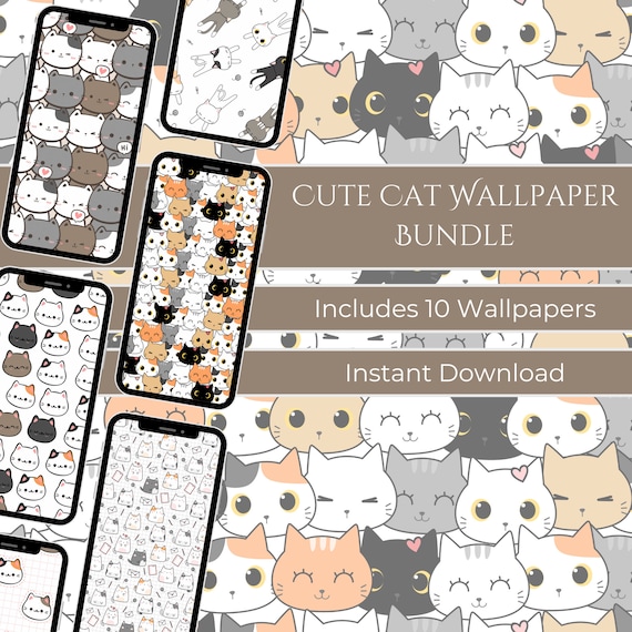 Cute Cat Wallpapers Pack 4K Top Anime Cat Phone Wallpaper Bundle,
