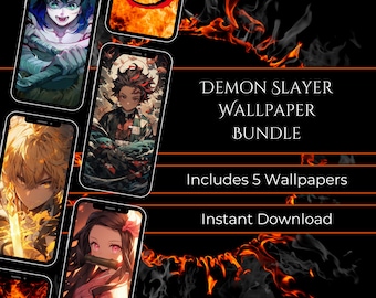 5 Demon Slayer Wallpapers | Instant Download | Anime Wallpaper Bundle | iPhone Wallpaper.