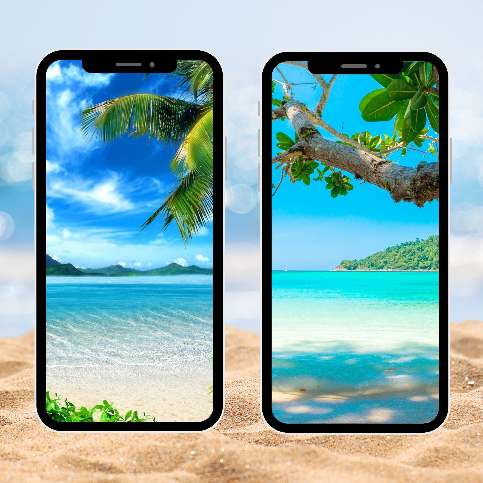 Beach Themed Wallpaper Pack | Instant Digital Download | 10 iPhone ...