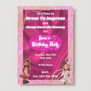 Editable Dress To Impress Themed  Birthday Invitation, printable birthday party invite digital template, Kid&#39;s Birthday Invite