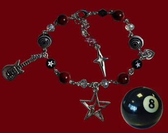 Swirly Dark Red Rockstar Girlfriend Inspired Bracelet