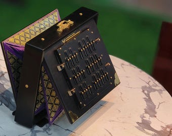 3LINE SHRUTI BOX Black gold premium edition with wooden accessories and golden decoration