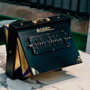 Lower Octave Shruti Box: C3-C4, Teak Wood, Golden Brass Inlay