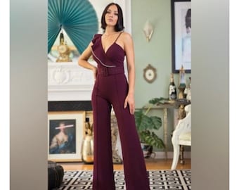 One Side Ruffle Detail Jumpsuit