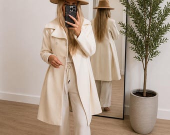 NWOT  Nine West Vanilla Cream Pleated Pea Coat
