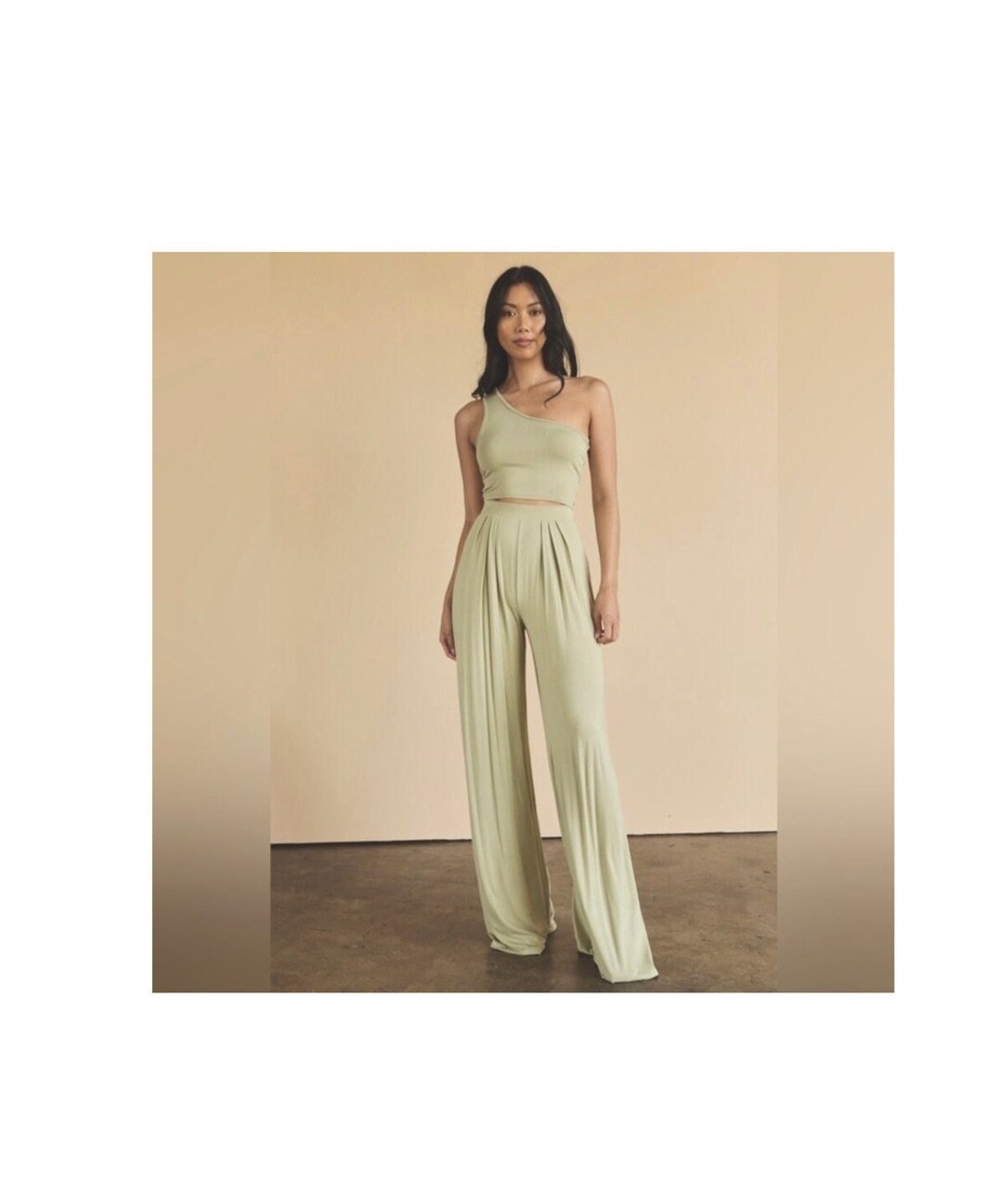Graphic Print Crop Top With Wide-Leg Pants Set