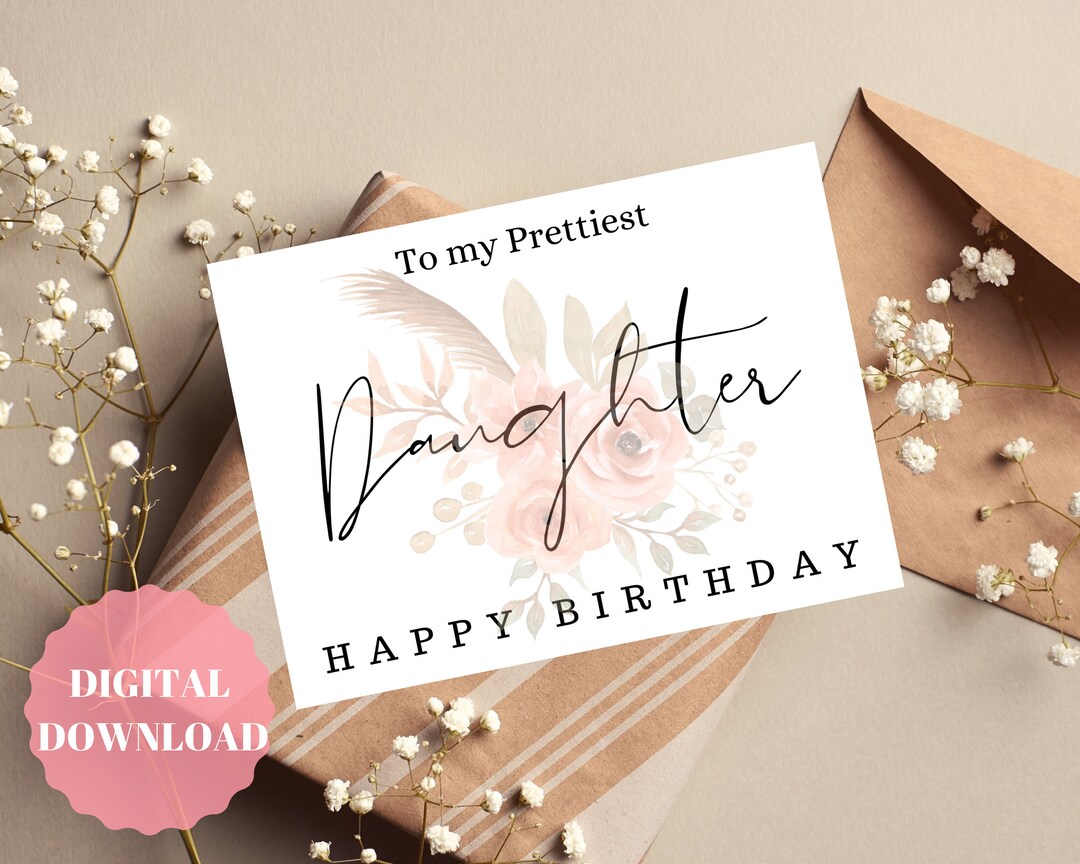 Floral Birthday Card for Daughter Printable Birthday Card for - Etsy