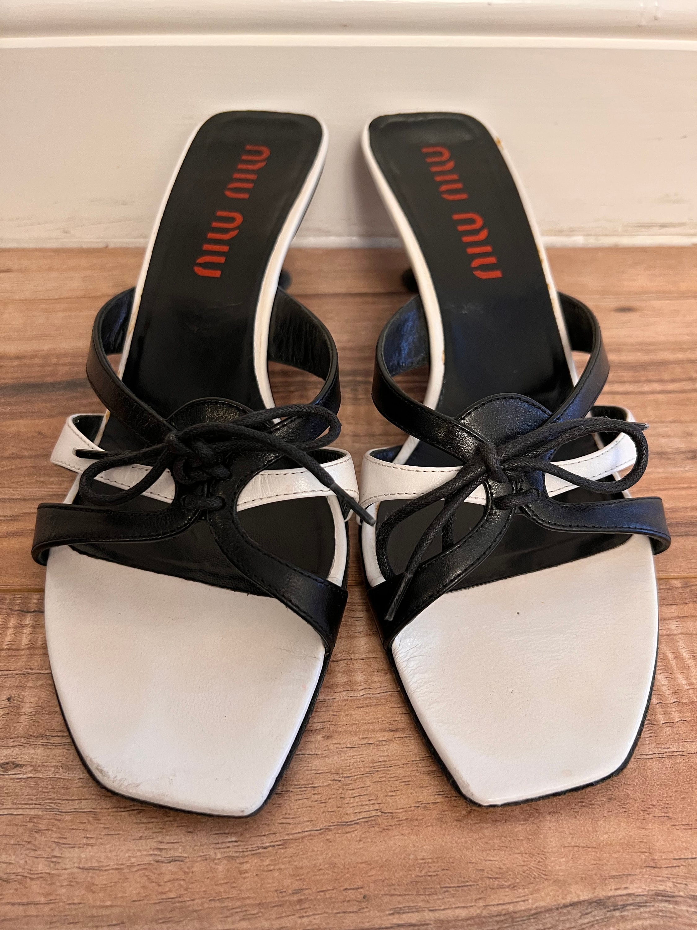 Vintage 90s Y2K Miu Miu Black and White Kitten Heels - Etsy