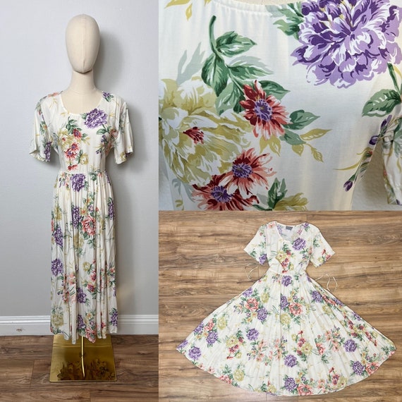 Vintage 90s Floral print dress by Carol Anderson cottagecore
