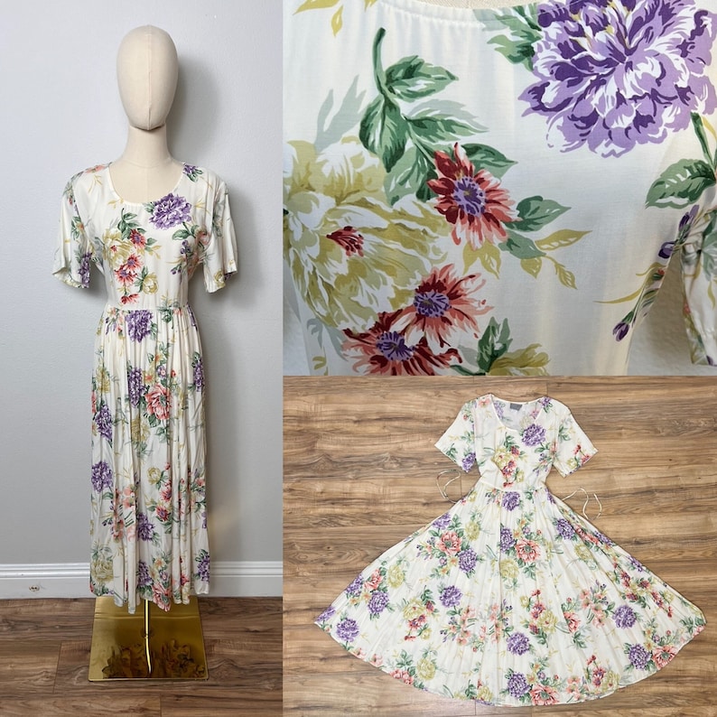 Vintage 90s Floral print dress by Carol Anderson cottagecore image 1