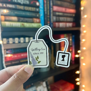Bridgerton: spilling tea Lady Whistledown sticker - Julia Quinn/Netflix | book sticker, laptop sticker, water bottle sticker, kindle sticker