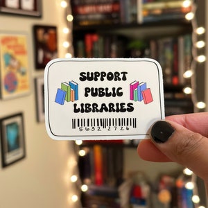 Pegatinas de apoyo a las bibliotecas públicas / pegatinas de libros, pegatinas de libros, pegatinas para portátiles, pegatinas para botellas de agua, pegatinas de Kindle, tarjeta de biblioteca, vinilo