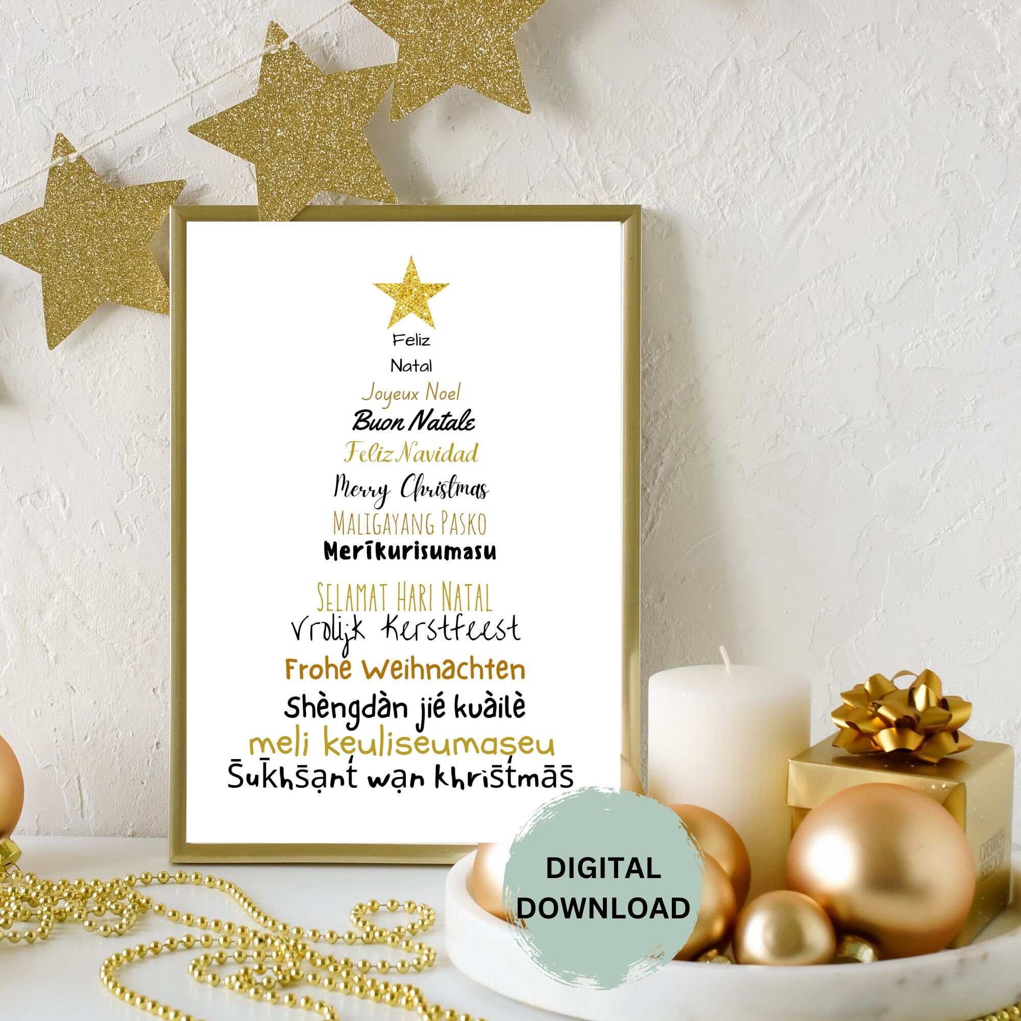 Merry Christmas in Different Languages Wall Art Home Decor - Etsy
