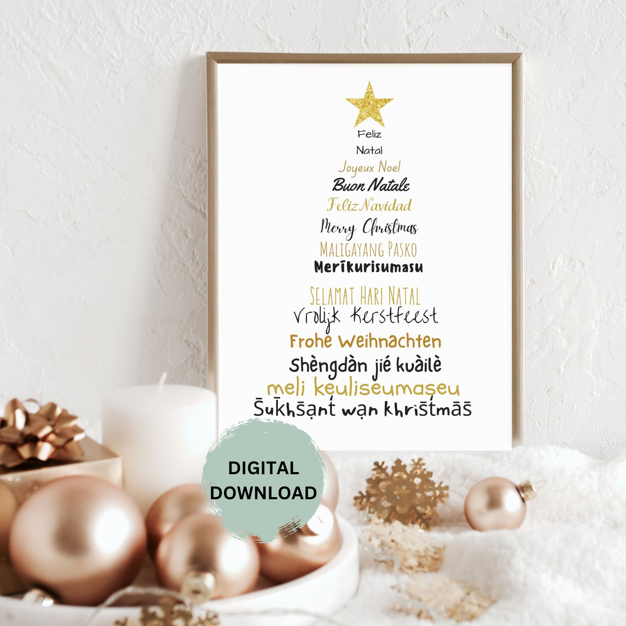 Merry Christmas in Different Languages Wall Art Home Decor - Etsy