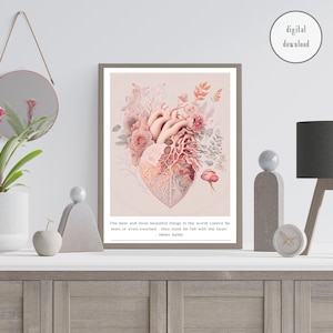 Anatomy Art Print. Heart Anatomy. Wall Art. Human Heart Print. Floral Heart Wall Art.