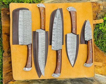 Kitchen Chef Knifes Set, Damascus Stainless Steel 5 Pieces Chef Knives Set, Birthday Gift, Anniversary Gift, Best Gift For him or her.