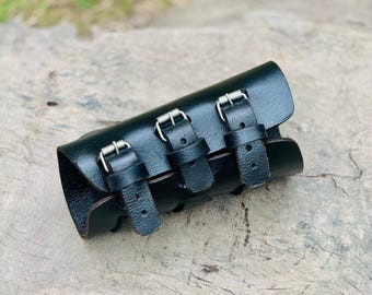 Handmade Leather Wrist Cuff, Wide Bracer, Cosplay Accessory
