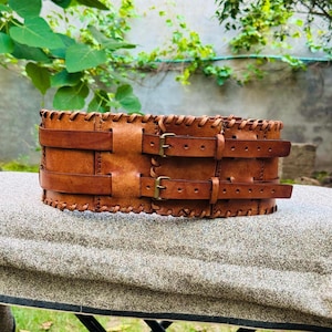 Handmade Viking Medieval Leather Belt,Mens wide leather belt, Medieval/Barbarian Warrior Laced Leather Belt,Renaissance Fantasy Belt