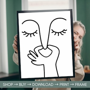 Stinky Smells Print, Funny Bathroom Wall Art, Nose Holding Bathroom Print, Minimalist Wall Prints, Funny Bathroom Wall Art, Line Art Drawing