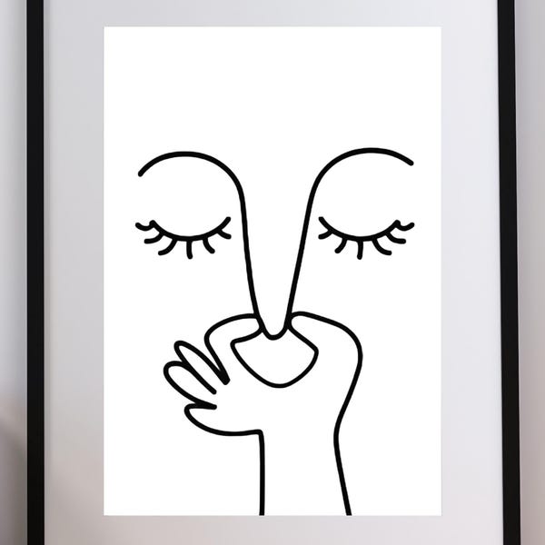 Grappige badkamermuurdecoratie, neusknijpgezichtprint, minimalistische toilethumor, decoratie voor gastenbadkamer, printbare download