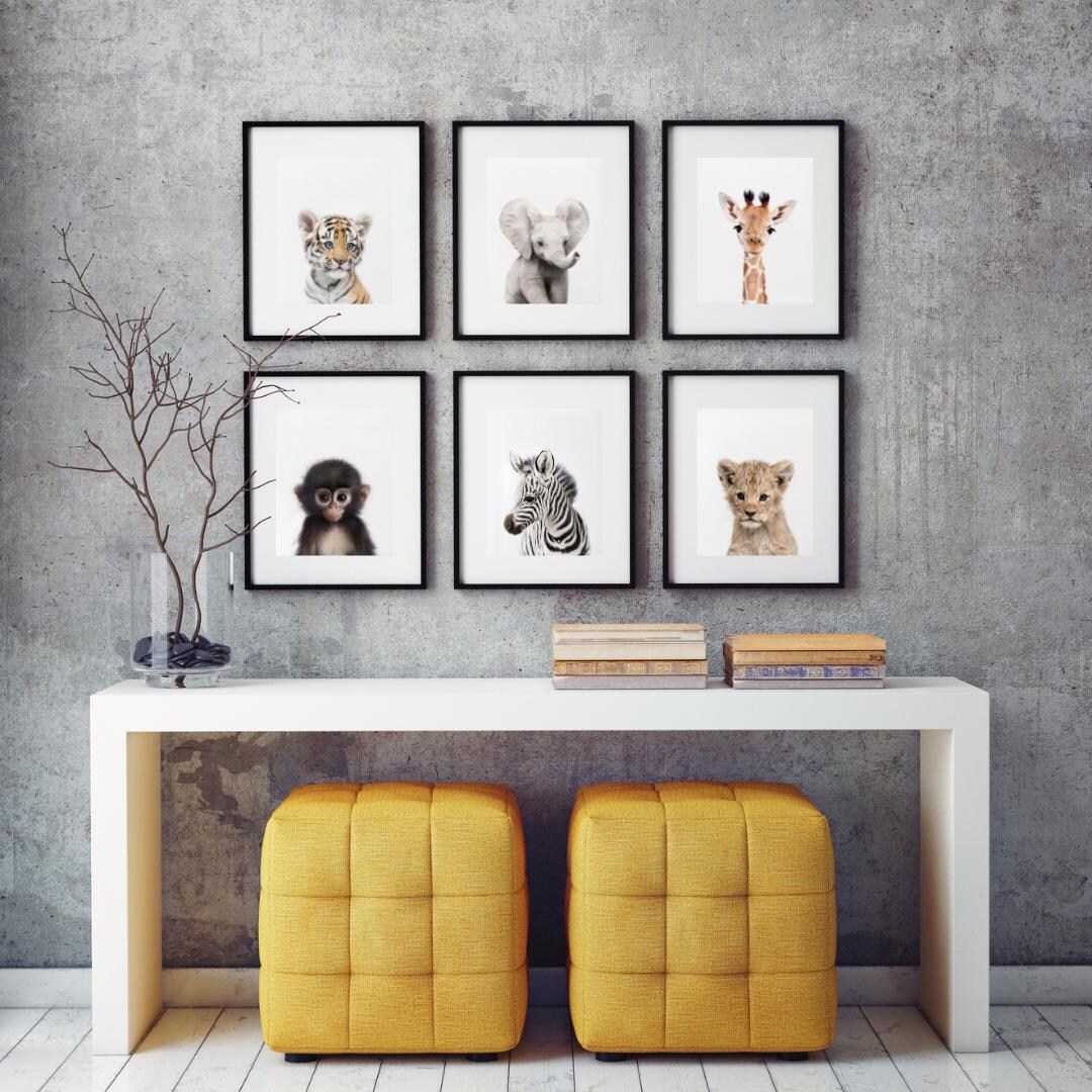 Safari Baby Animal Nursery Print Set, Digital Download Wall Art for ...