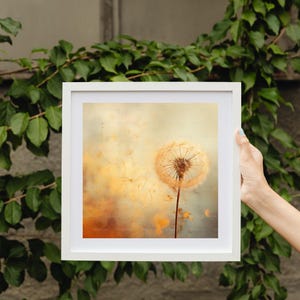 Dandelion Wall Art Printable, Minimalist Floral Digital Download, Soft Wildflower Print for Bedroom Decor, Nature Inspired Botanical Poster