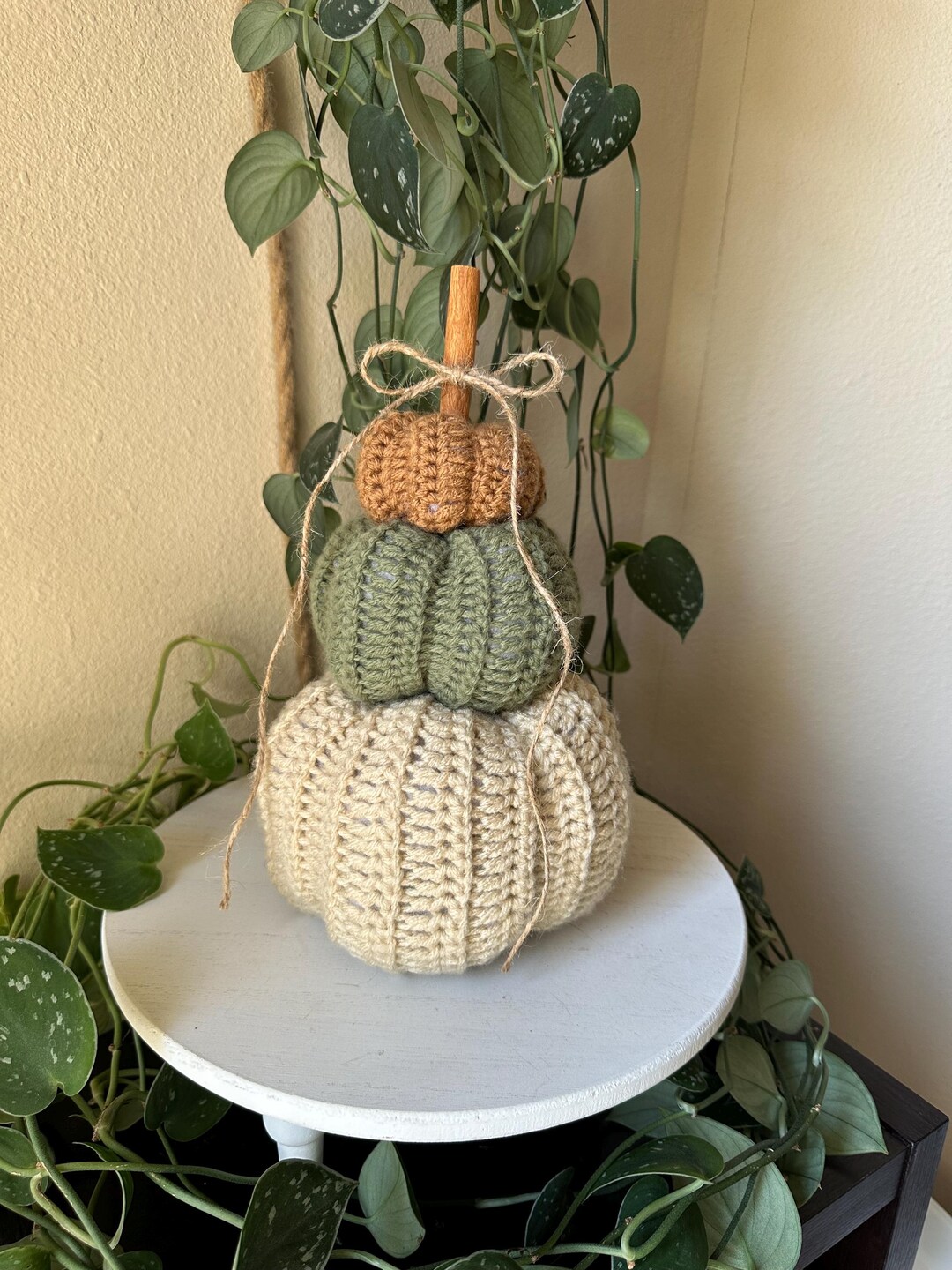 Crochet Pumpkin Stack With Jute Bow | Fall Decor | Crochet Pumpkins ...