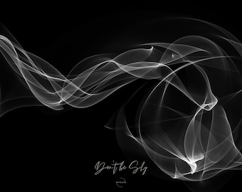 May include: Abstract digital art featuring white, flowing lines against a black background. The text "Don't be the Sky" is written in white cursive at the bottom of the image.