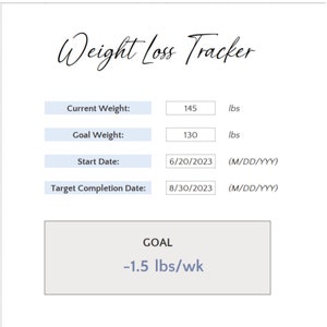 Weight Loss Tracker Spreadsheet