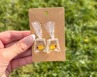 Fish Dangle Earrings, Cute Bag Design (Lightweight, Fun)