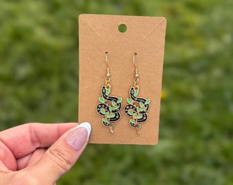 Snake Earrings |  Plant | Dangle Style (Lightweight)
