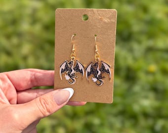 Dragon Fantasy Dangle Earrings - Inspired by Fourth Wing