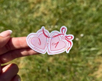 Personalized Heart Initial Locket Holographic Sticker | Name Decal | Couples Sticker