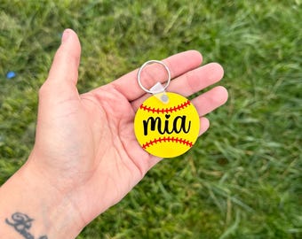 Personalized Softball Keychain | Player Bag Tag