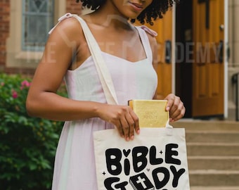 Boho Canvas Bible Study Tote Bag - Christian Women's Organizer