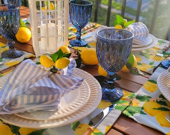 Lemon Table Linen kit: lemon placemat, napkin and napkin ring.