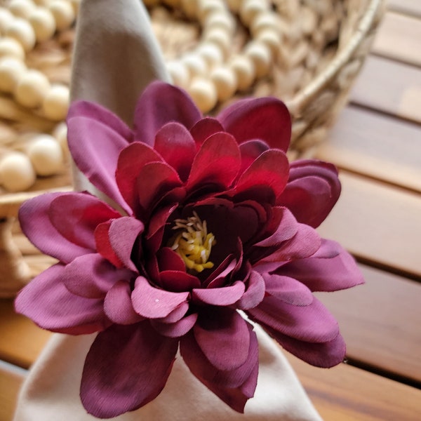 Purple flower napkin ring for dinning table decor