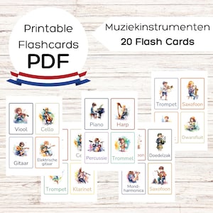 Musical Instruments Flashcards in Dutch – Printable Music Cards (PDF for Kids & Music Teaching Materials)