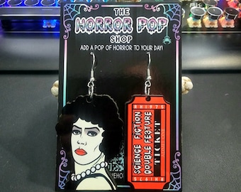Picture Show Ticket Earrings W/ Stud Posts, French Hooks or Lever Backs Halloween Comedy Horror Movie Dr. Frank Magenta Brad Janet Dr. Scott