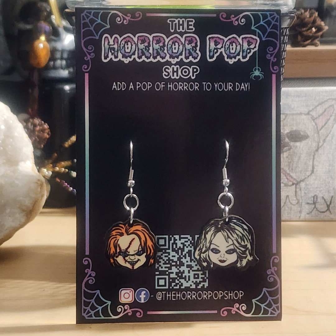 CENWA Horror Movie Character Earrings - Drop Dangle Scary Theme Jewelry For Halloween & Gifts
